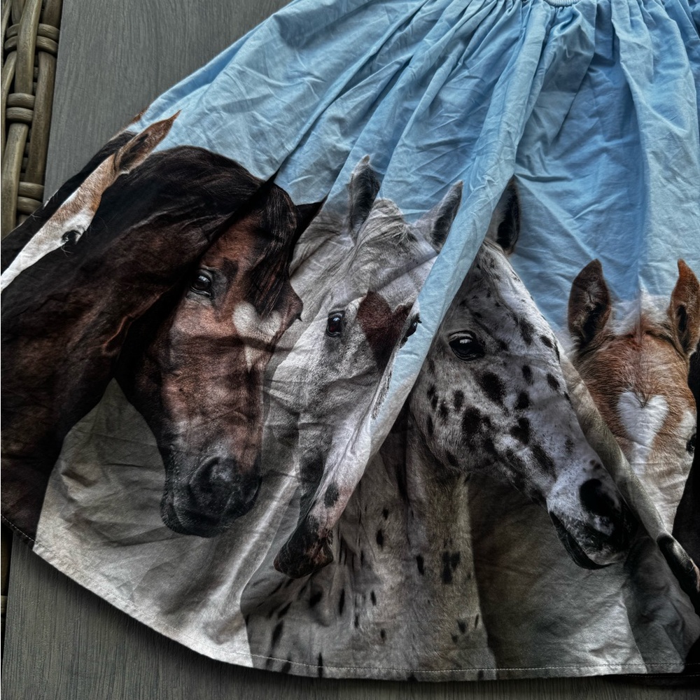Molo Light Blue Dress with Horse Print - Picture 6 of 7